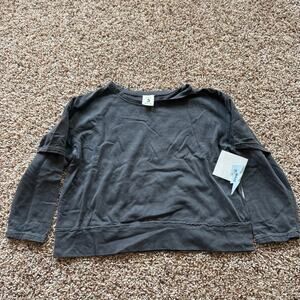 Stem Dk Gray Kids sz 3 Long Sleeve T-shirt with Faux Short Sleeve Layering NWT